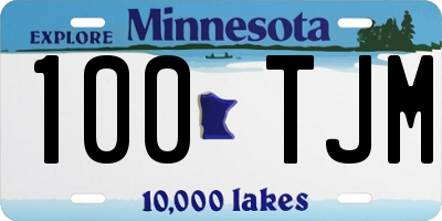 MN license plate 100TJM