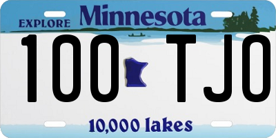 MN license plate 100TJO
