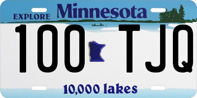 MN license plate 100TJQ