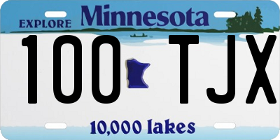 MN license plate 100TJX