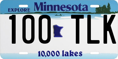 MN license plate 100TLK