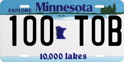 MN license plate 100TOB