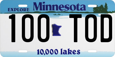MN license plate 100TOD