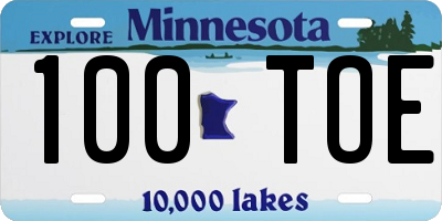 MN license plate 100TOE
