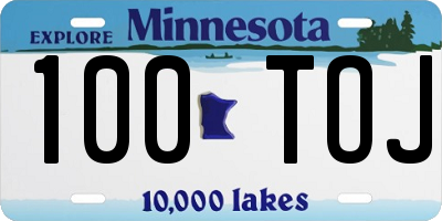 MN license plate 100TOJ