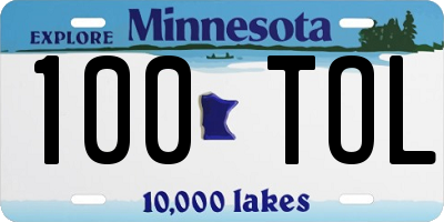 MN license plate 100TOL