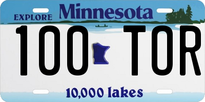 MN license plate 100TOR
