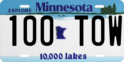 MN license plate 100TOW