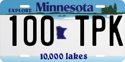 MN license plate 100TPK