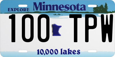 MN license plate 100TPW