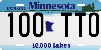 MN license plate 100TTO