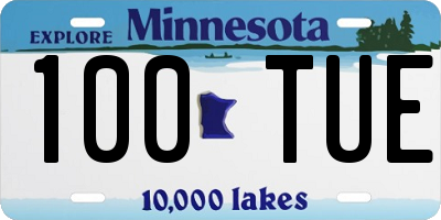 MN license plate 100TUE