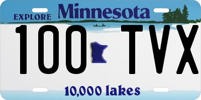 MN license plate 100TVX