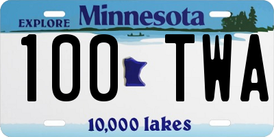 MN license plate 100TWA