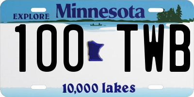 MN license plate 100TWB