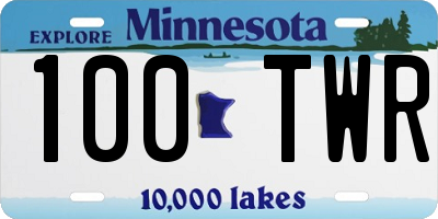 MN license plate 100TWR