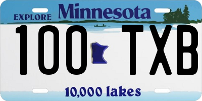 MN license plate 100TXB