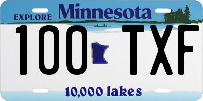 MN license plate 100TXF
