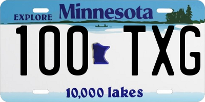 MN license plate 100TXG