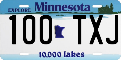 MN license plate 100TXJ
