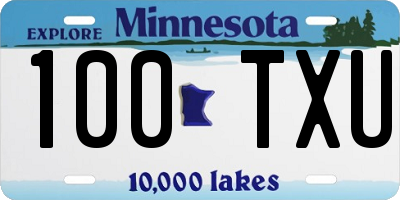 MN license plate 100TXU