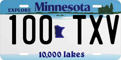 MN license plate 100TXV