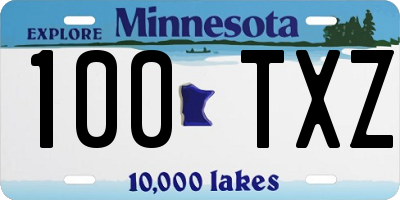 MN license plate 100TXZ