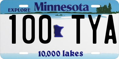 MN license plate 100TYA