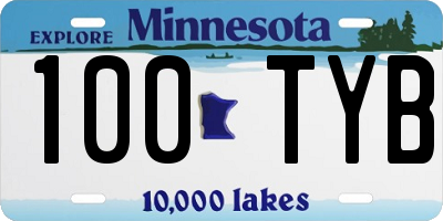 MN license plate 100TYB