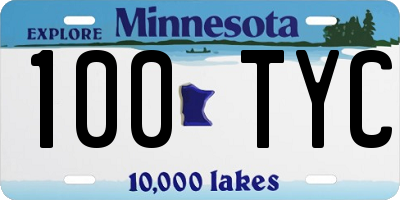 MN license plate 100TYC
