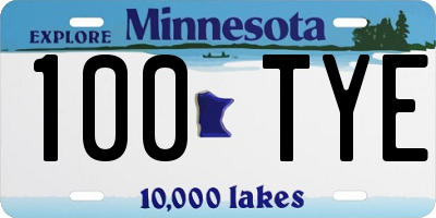 MN license plate 100TYE
