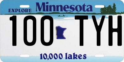 MN license plate 100TYH
