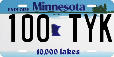 MN license plate 100TYK