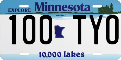 MN license plate 100TYO