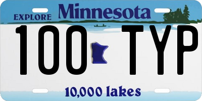 MN license plate 100TYP