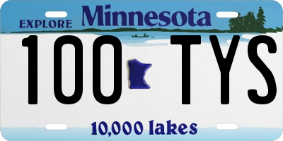 MN license plate 100TYS
