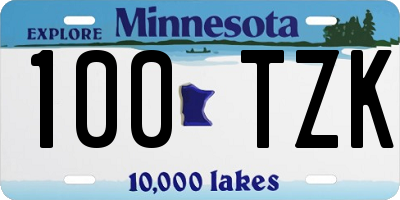MN license plate 100TZK