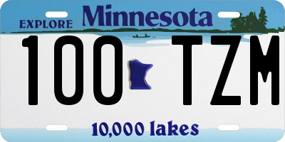 MN license plate 100TZM