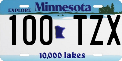 MN license plate 100TZX