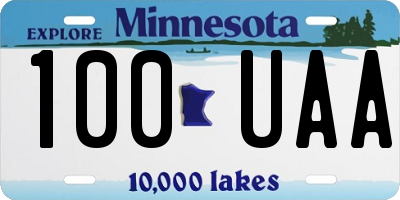 MN license plate 100UAA