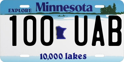 MN license plate 100UAB