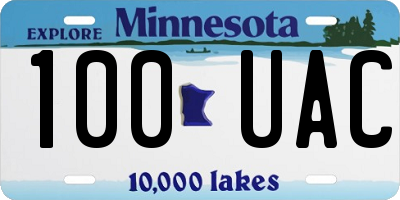 MN license plate 100UAC