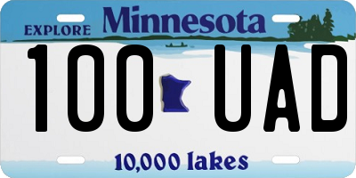 MN license plate 100UAD