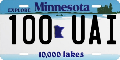 MN license plate 100UAI