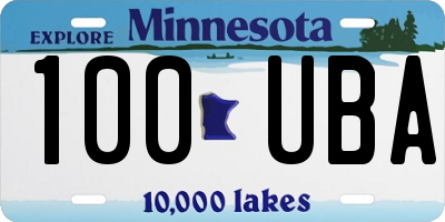 MN license plate 100UBA