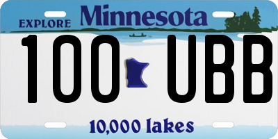 MN license plate 100UBB