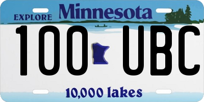 MN license plate 100UBC
