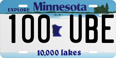 MN license plate 100UBE