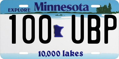 MN license plate 100UBP