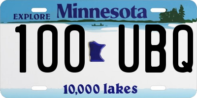 MN license plate 100UBQ